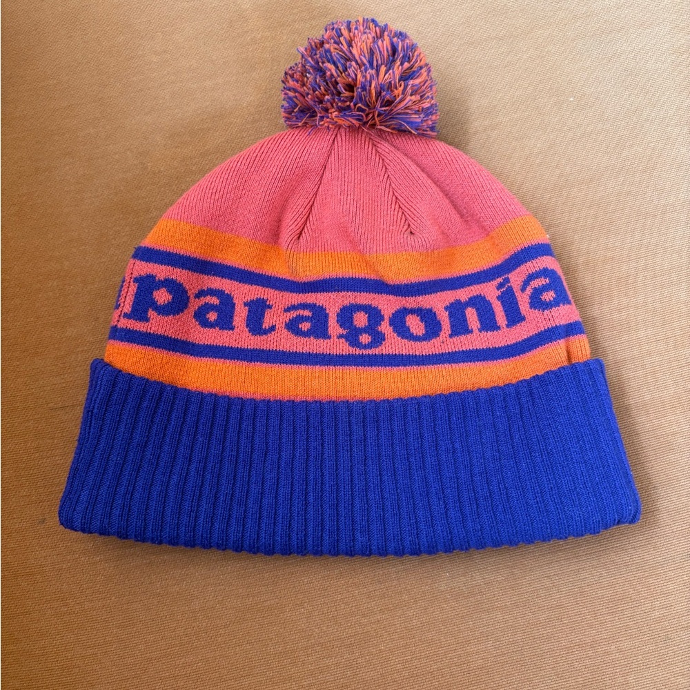 Patagonia Pom Beanie Pink, Orange & Blue